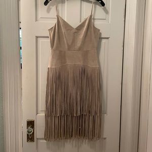 BCBG Faux Suede Fringe Dress
